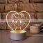 Home Decoration 3D Love Heart Night Light LED Lamp for Girls Lovers Gift