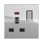 UK Standard 6-pin Dual Switch Wall Socket With Light+2USB 146mm*86mm Tempered Glass Panel  Socketes and Switches Electrical 13A