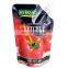 Custom printed stand up tomato ketchup pouches with top corner spout