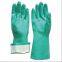 Long Cuff Oil and Chemical Resistant Household Green Flock Line Nitriled Rubber Gloves For Washing Dishes