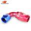 Aluminum oil cooler fitting 90 degree resuable hose end fuel line hose end fitting adaptor cutter shape blue and red 40-090-12