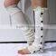 Fashion Knitted Knee High Lace Trim Leg Warmers With Buttons, Button Down Leg Warmers, Ruffled Lace Leg Warmers