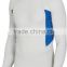 92% Polyester 8% Spandex (Lycra) Crew Neck Long Lunar White Compression Shirt / Rash Guard with Blue Side Panels
