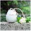 Modern white small ceramic flower pot with rope