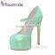 Pearl Turquoise patent leather Custom design fancy ladies shoes extreme high heels