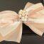 Beige Chiffon Ribbon With Rhinestone Hair Clip Hair Bow Flowers Accessories