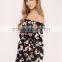 Custom adult onesie romper off shoulder long sleeve floral print playsuit women