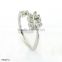 Fashion Leaf Shape Diamond Copper Adjustable Ring For Women