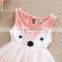 Girls Kids spring Summer cotton Cat Print Children Dress short sleeve round neck hand made baby girl dress