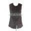 Ladies knitted rabbit fur vest Long black fur vest KZ14122