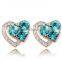 Colorful Cabochon Double Crossed Heart Angel Earrings For Party Lady