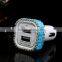Dual usb car charger diamonds car charger adapter for mobile phone