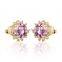 Romantic pink cubic zircon stud earring bridal jewelry forever love
