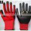 BSSAFETY Black Nitrile Coated Red Nylon Knitted Safety Gloves, Zebra Nitrile Hand Protection Work Gloves