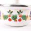 Double Handle Vegetable 3Pcs Enamel Cookware Set With Decoration