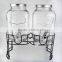 double glass dispenser with metal stand or iron bucket