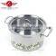 useful white color with flower decal stainless steel handle houseware cooking pot