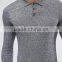 2016 New Design OEM Custom Long Sleeve Button Placket Men's 100% Cotton Knit 200g Casual Tight Skinny Slim Fit Grey Polo Shirt