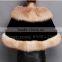 CX-B-M-05D Real Fox Fur Trimmed Fashion Evening Mink Fur Wrap Cape