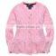 latest children girls cable knit ruffle buttom down long cardigan sweater