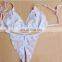 Women's Sexy 2 Piece Crotchless Thong Bra and Panty Sheer Lace Mesh Bra+ G-string sexy Underwear Lingerie Bra Set