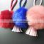 diy pompon tassel keychain logo tags pendent faux fox fur ball keychain with tassel for women handbag 2016