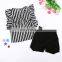 Girls Wholesale Boutique Clothing Kids Clothing Sets Black White Stripe T-shirt and Shorts