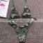2019 Brazilian New Swimsuit Sexy Snake Print Bandage Backless Bikini Set for Women Two Piece Low Cut Swimsuit Biquini