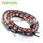 Topearl Jewelry Potato Shape White and Coral Freshwater Bracelet Woven Leather Wrap Bracelets Designs for Girls CLL165