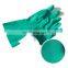 15 Mil Custom Printed Heavy Long Cuff Green Flock Lined Nitrile Gloves Chemical Industrial Acid Alkali Resistant Gloves