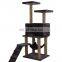 Low moq Gray cat scrather tree and stairs wooden cat furniture tree with scratcher price