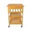 Bamboo Kitchen Serving Cart Kitchen Trolley Rolling Storage Organizer Cart