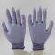 purple and white polyester knitted pu palm coated anti-static safety work gloves