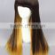 High Quality 65cm Medium Long Straight Dark Brown&Blonde Color Mixed Lolita Wig Synthetic Anime Wig Cosplay Hair Wig Party Wig