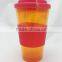 16oz customed color double wall straw mug with silicone sleeve