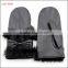 women wearing real rabbit fur warm mitten gloves black leather glove
