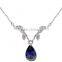 Diamond Necklace,14k Gold Pendant Necklace with Genuine Diamond & Sapphire