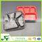 Disposable rectangular plastic food container with 5 dividers
