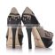 Fashion elegant high quality black leather high heel shoes 2016