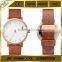 Classic leather strap genuine leather quartz watch stainless steel back case watch