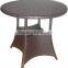 square shape outdoor PE rattan table in glass table top