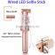 Foldable Wire Mirror Selfie Stick With Chargable LED Light, Adjustable Phone Holder Monopod Selfie Stick with Mirror