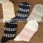 ladies floral jacquard socks with small white lace bow sweet and elegant style