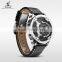 WEIDE Three Time Zones Quartz Stainless Steel Watch Water Resistant Watch Genuine Leather Watch Strap Military Business Men's W