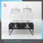 High Quality Twins Glass Spigot Beverage Dispenser Jar Set 2 Honey Glass Dispenser With Metal Stand