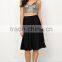 Summer fashion midi skirt for lady, Black color knit pleated a line skirt - SYK15305