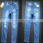 2016 Summer Women Sky Blue Skinny Pencil Denim Pants Vogue Knee Holes Narrow Bottom High Waisted Ladies Latest Fashion Jeans