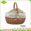 Wholesale empty round wicker picnic hamper basket with cover