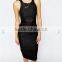 Guangzhou Clothing OEM Cut-away Shoulders Floral Jacquard Black Damask Cocktail Dress