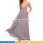 Elegant spaghetti straps v neck pleated chiffon long wedding party dresses patterns for women bridesmaid 2017